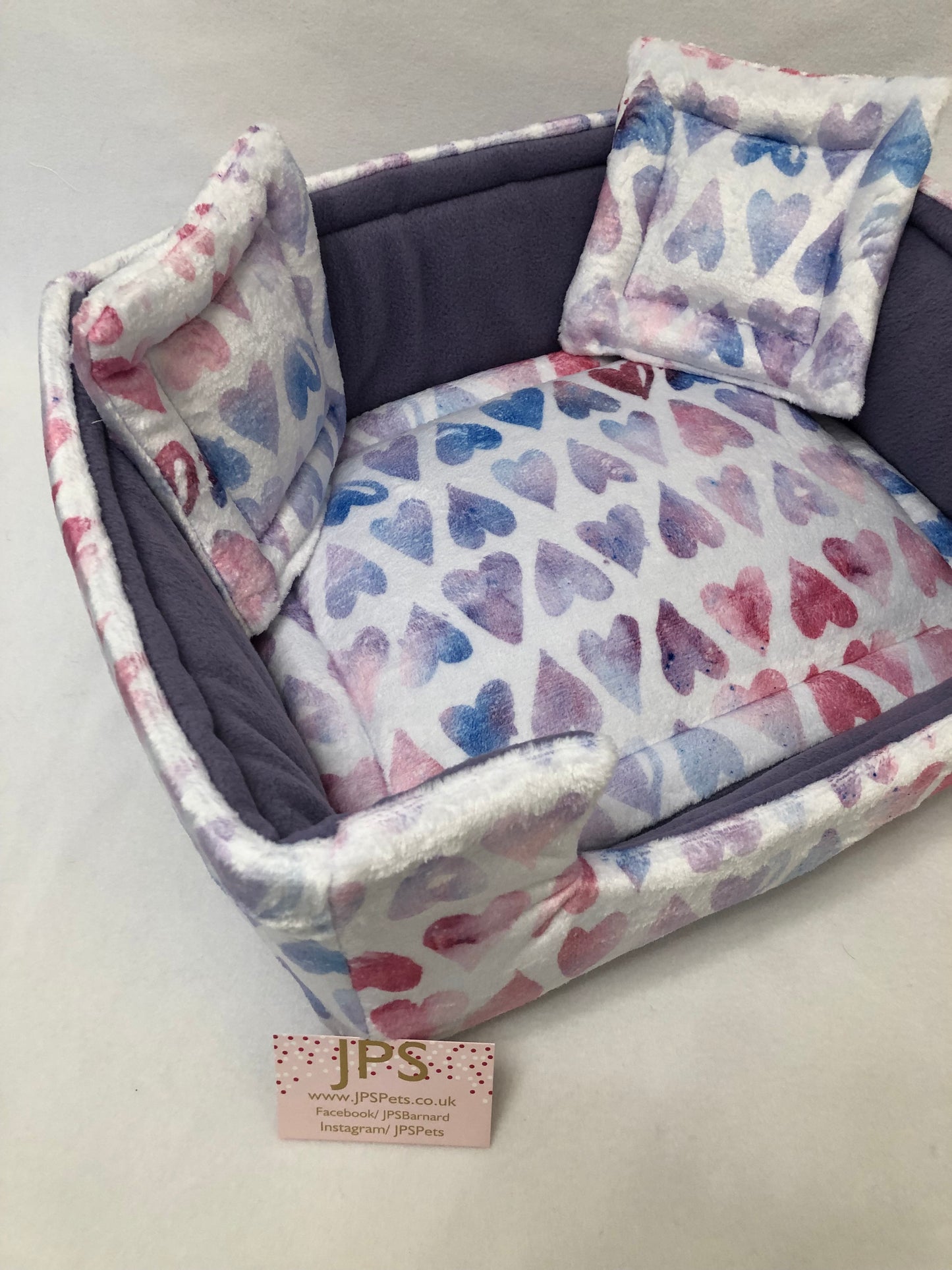Sofa 13 x 11 inch - Tinted Hearts cuddle fleece & Dark Lilac