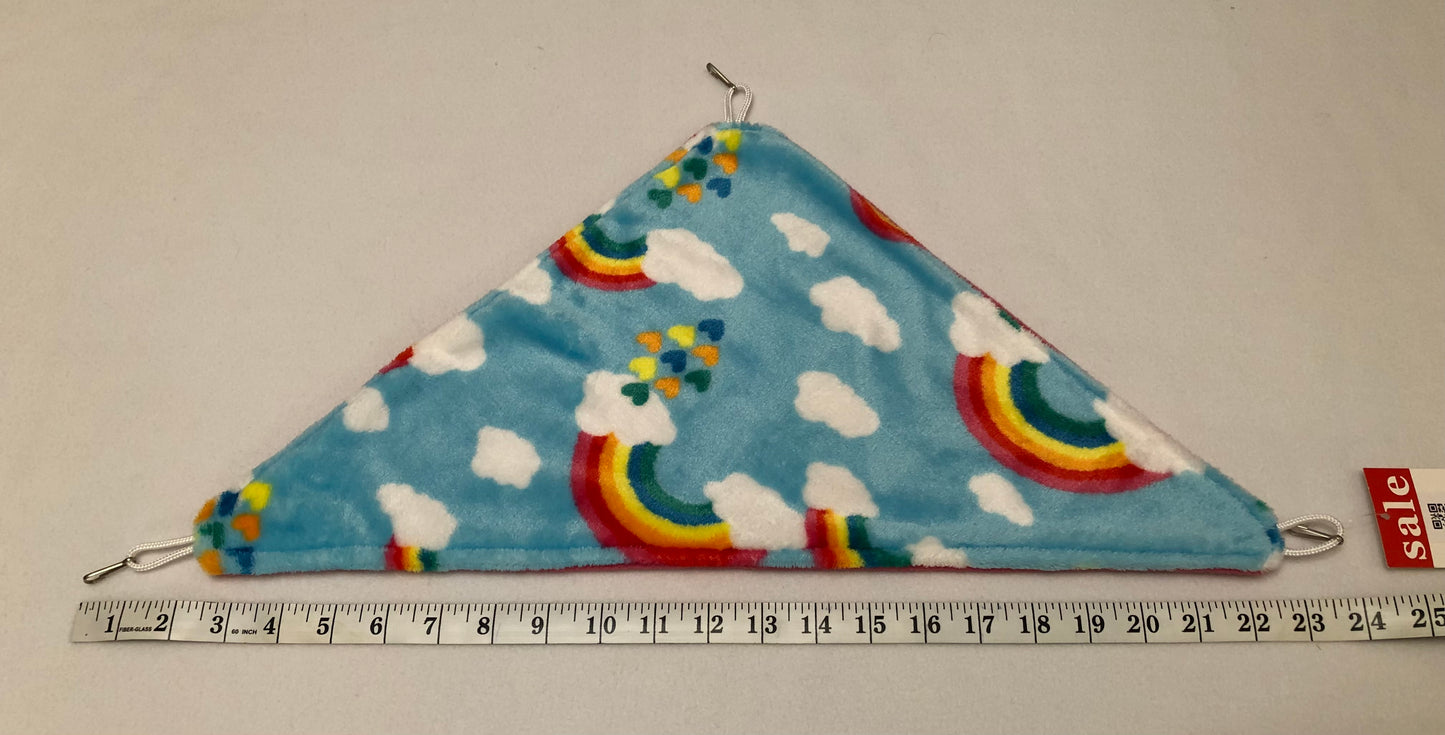 Corner Hammock - Aqua rainbows cuddle fleece & cerise
