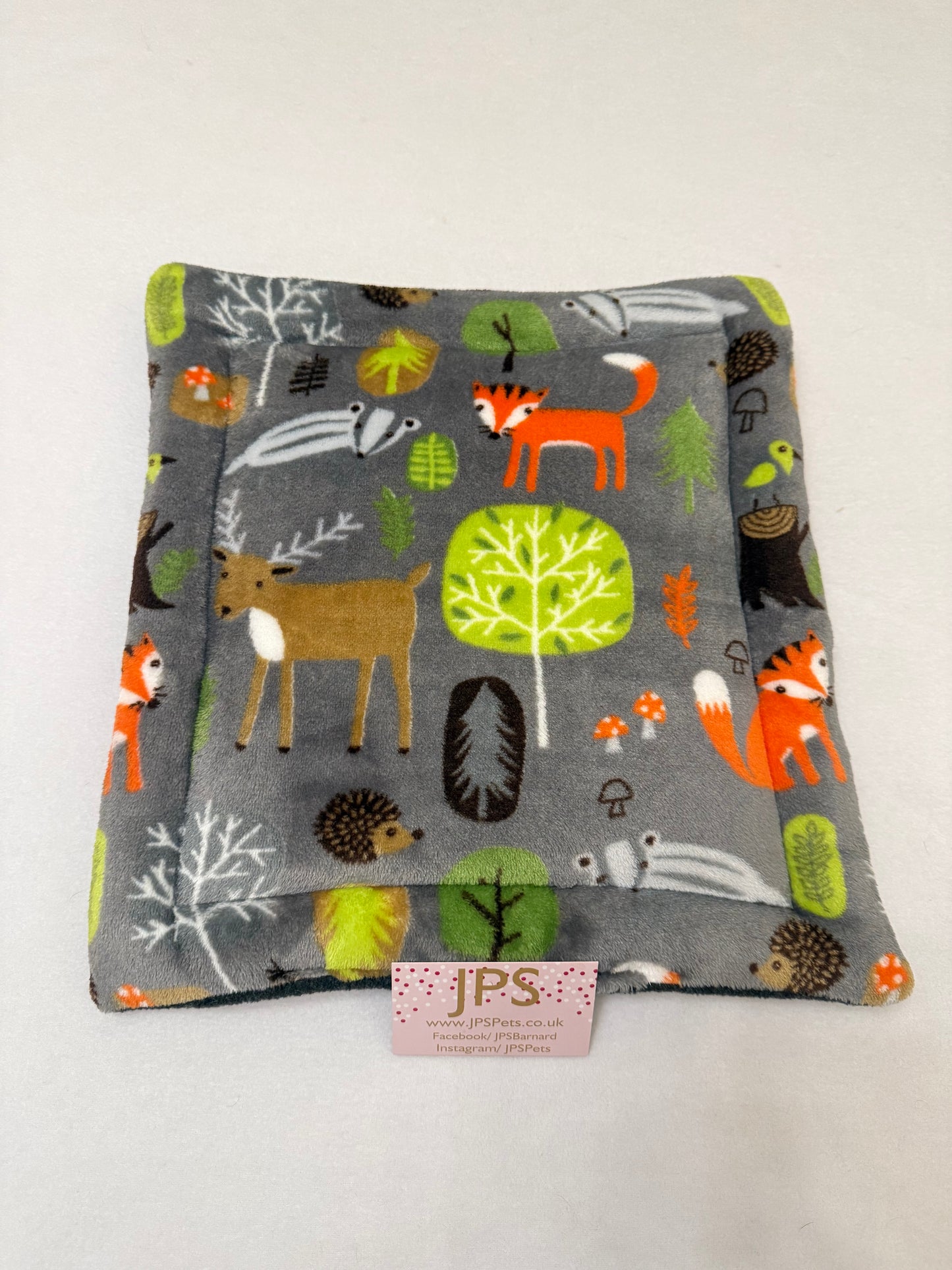 13 x 14 Lap pad - grey woodland cuddle fleece & charcoal