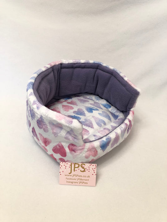 Cuddle Cup 11 Inch - Tinted Hearts cuddle fleece & Dark Lilac