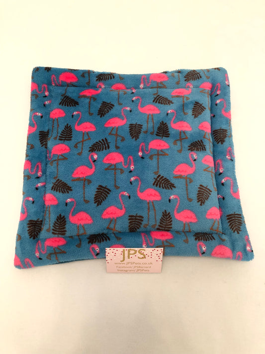 Teal Flamingo & sea green underside - lap pad 14” x 14”