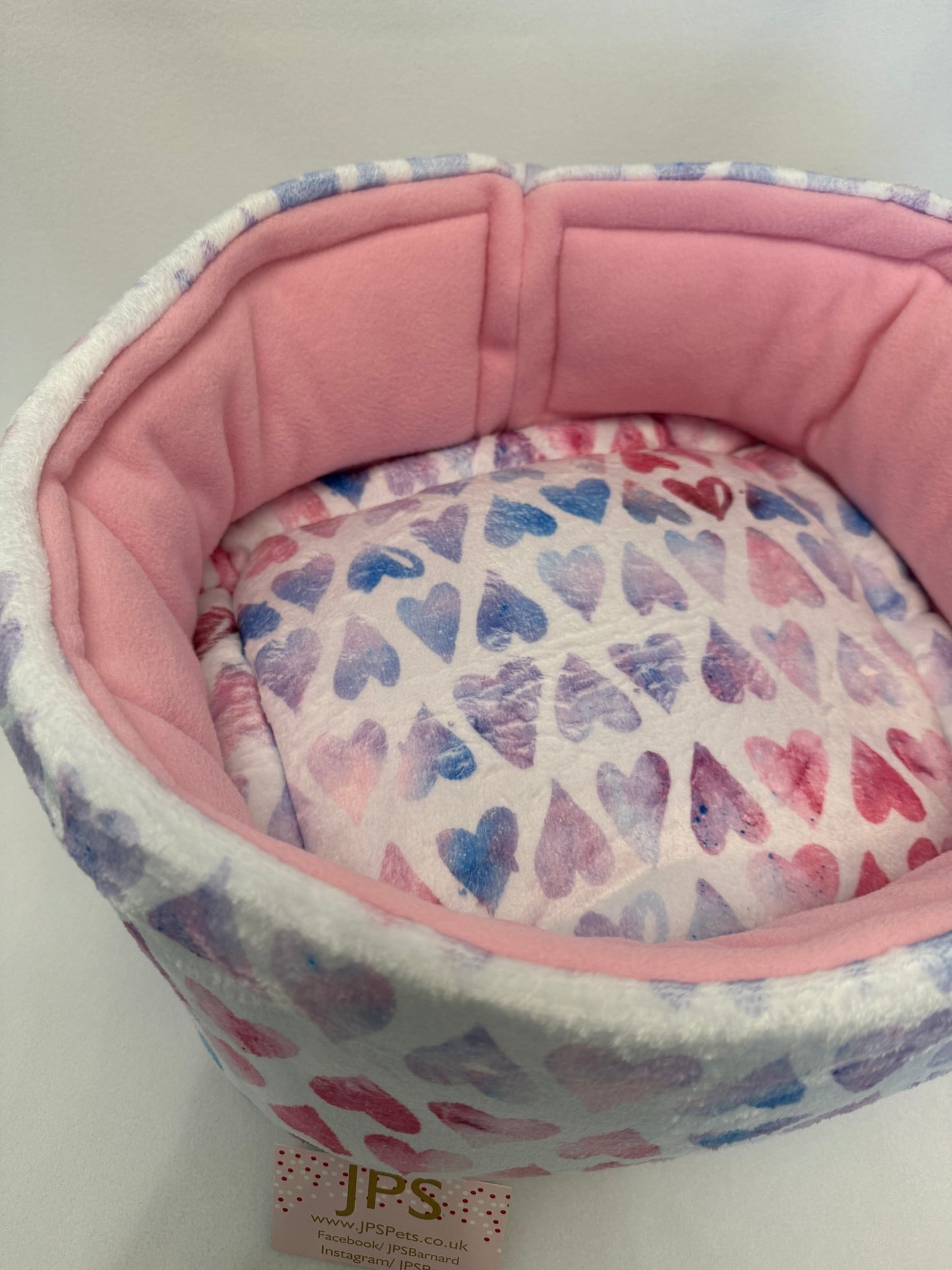 Doughnut 16 inch - Tinted Hearts cuddle fleece & Baby Pink