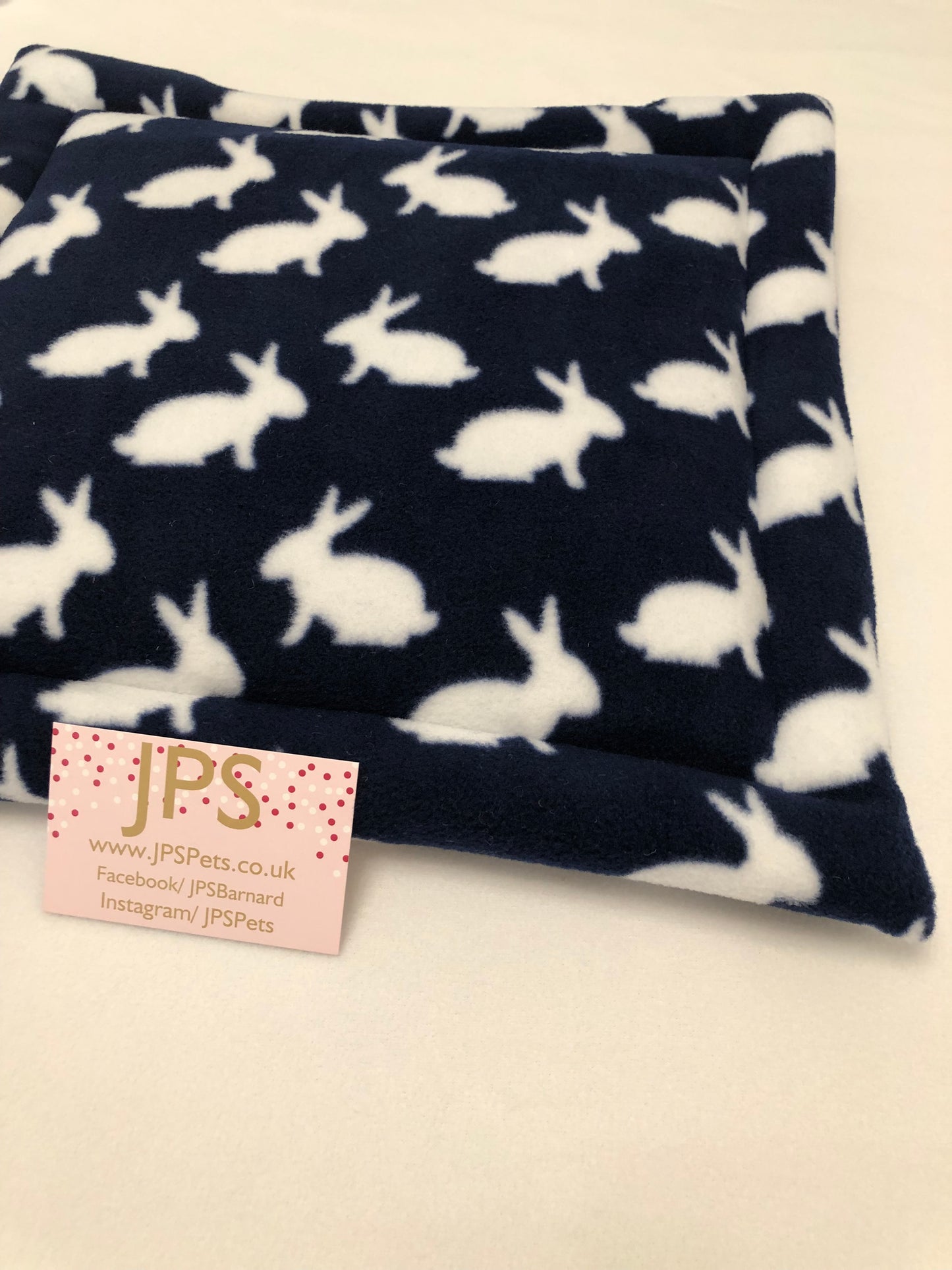 Navy bunny polar fleece - 14 x 14 Inch Pad