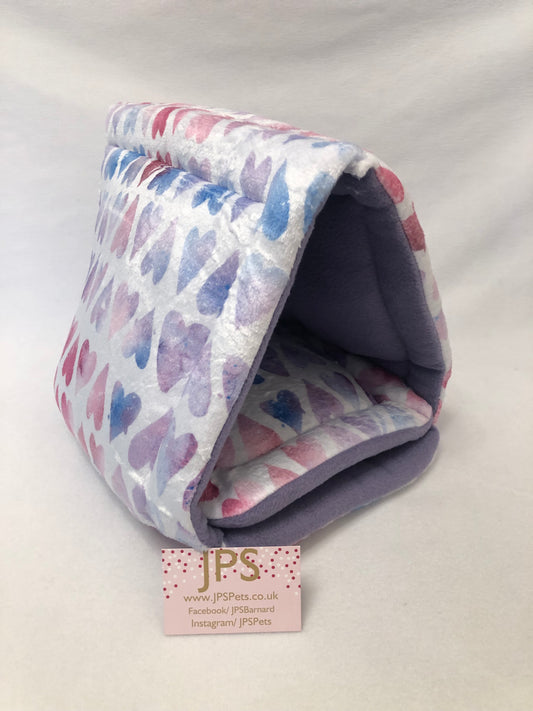 Igloo teepee - Tinted hearts cuddle fleece & Dark Lilac