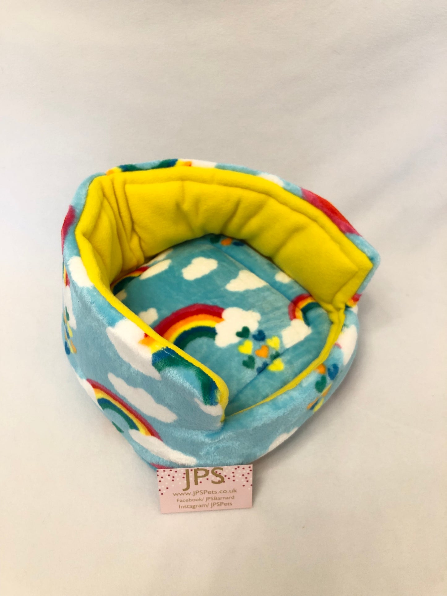 Cuddle Cup 11 Inch - Aqua Rainbow cuddle fleece & Yellow