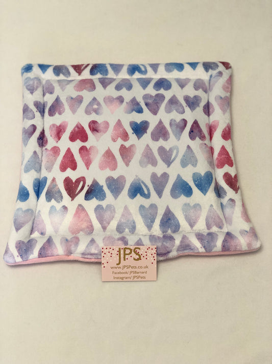 14 x 14 Inch Pad - Tinted Heart Cuddle Fleece & Choose your own plain colour underside