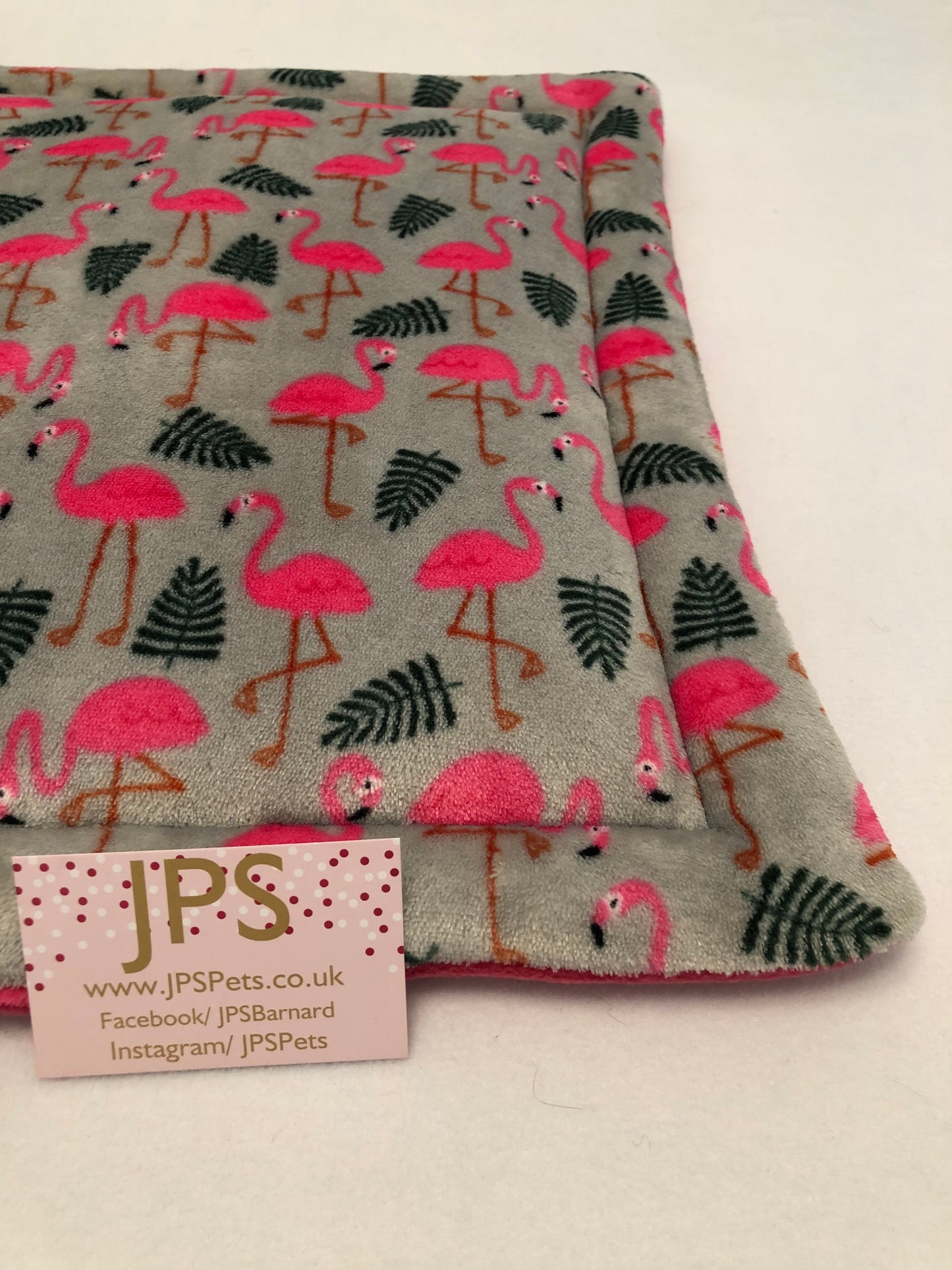 Grey Flamingo & plain cerise underside - lap pad 14” x 13