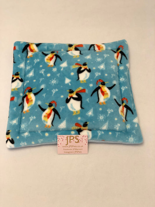 18 x 18 Inch Pad - Festive Penguins & Baby Blue underside