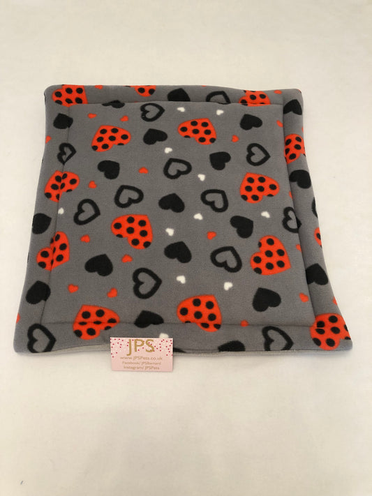 18x18 Inch Pad - Grey Hearts & Grey underneath polar fleece