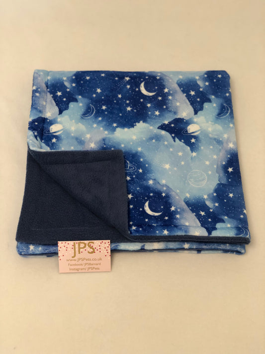 Blanket 28 x 28 inch - Blue Space cuddle fleece & Denim Blue