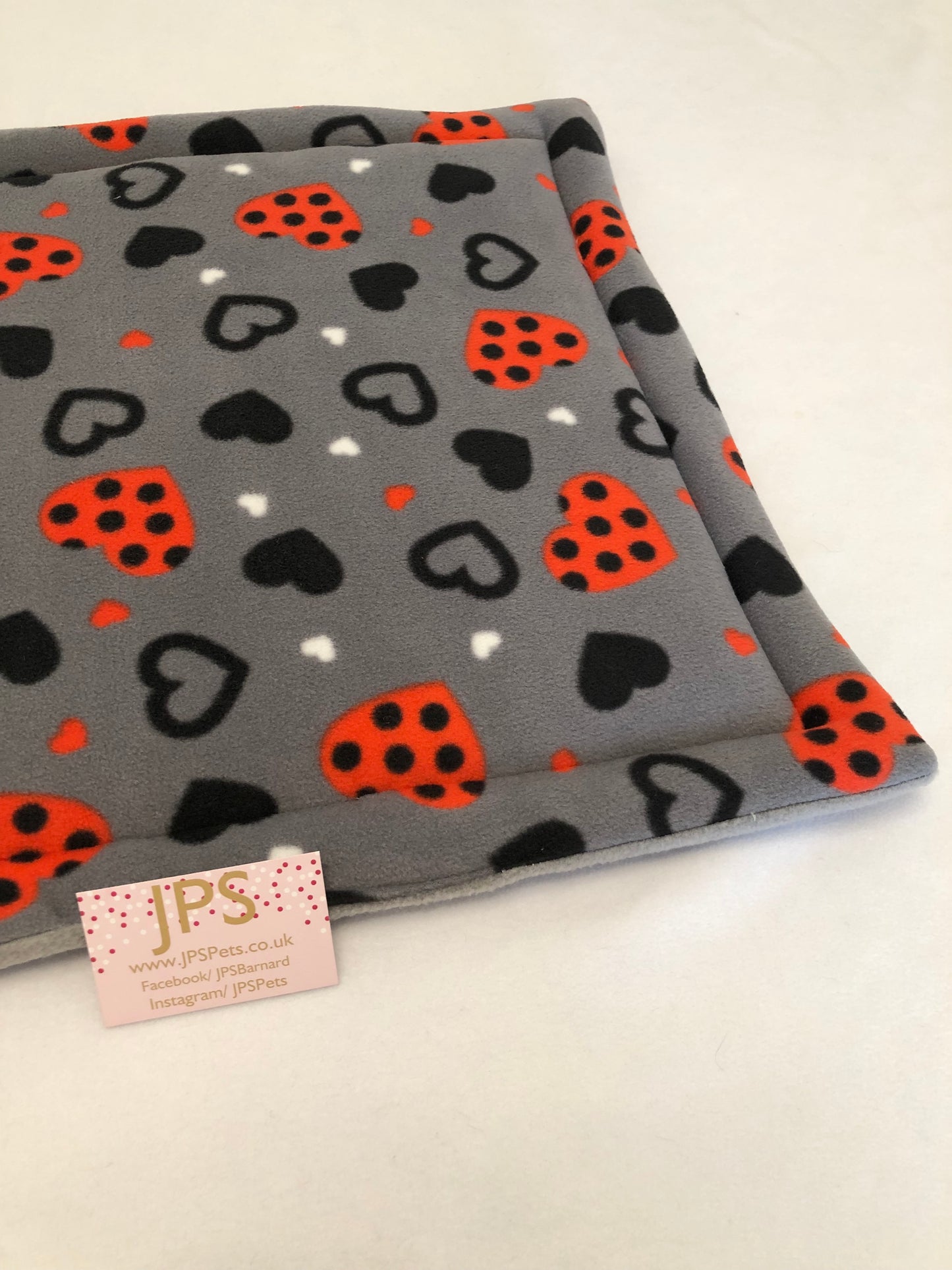 18x18 Inch Pad - Grey Hearts & Grey underneath polar fleece