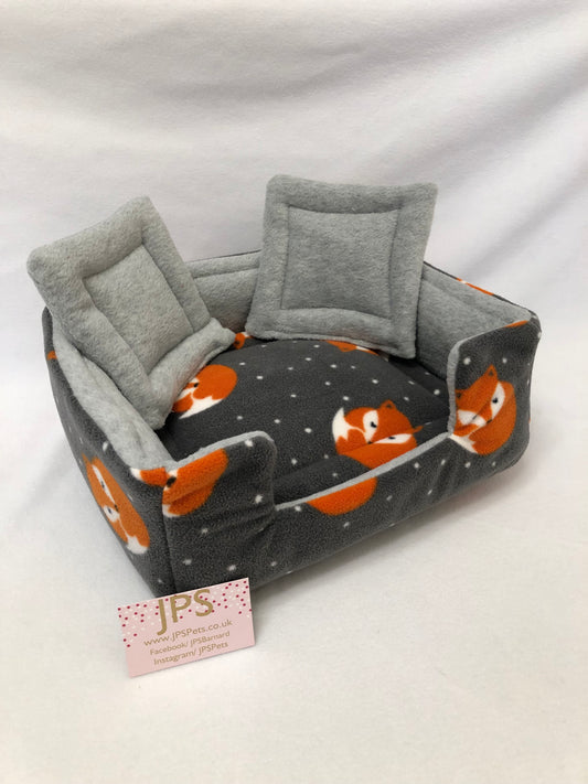 Sofa 13 x 11 x 5” inch - Grey foxes & grey