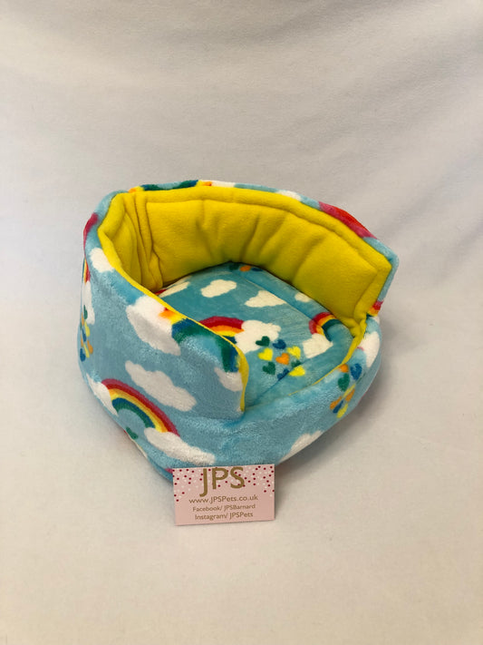 Cuddle Cup 11 Inch - Aqua Rainbow cuddle fleece & Yellow