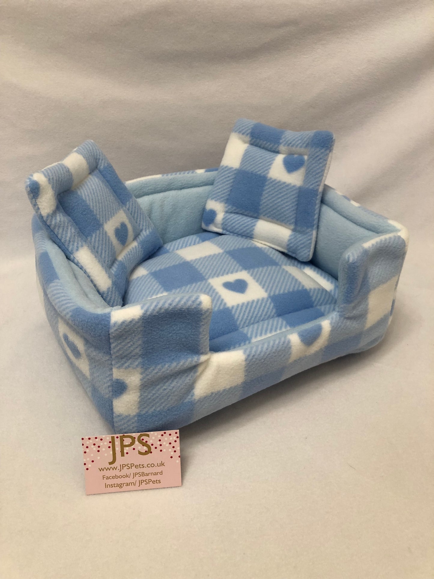 Sofa 13 x 11 Inch - Blue Chequered Hearts & Baby Blue