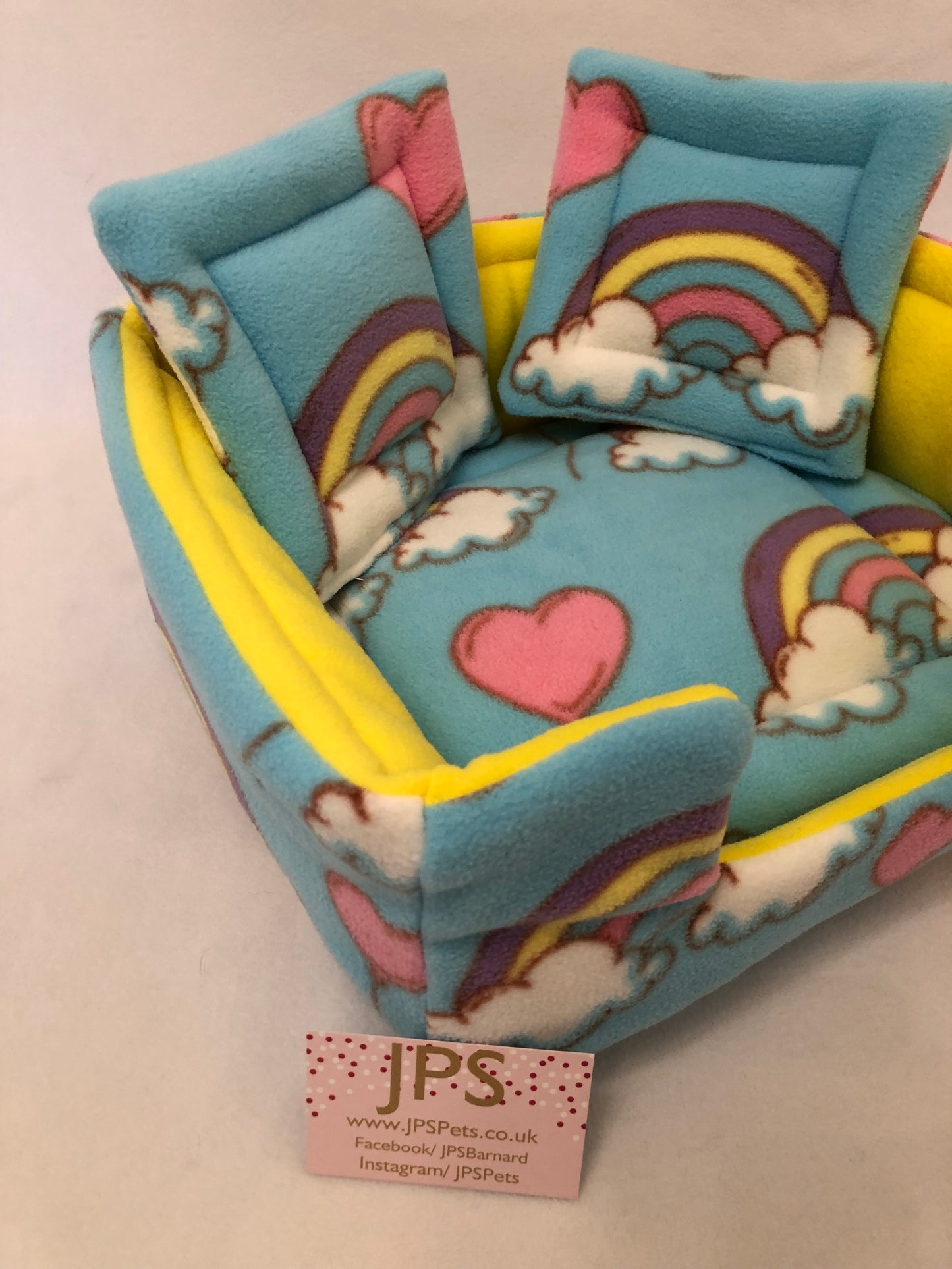 Sofa 13 x 11 x 5” inch - Rainbow Hearts & Yellow