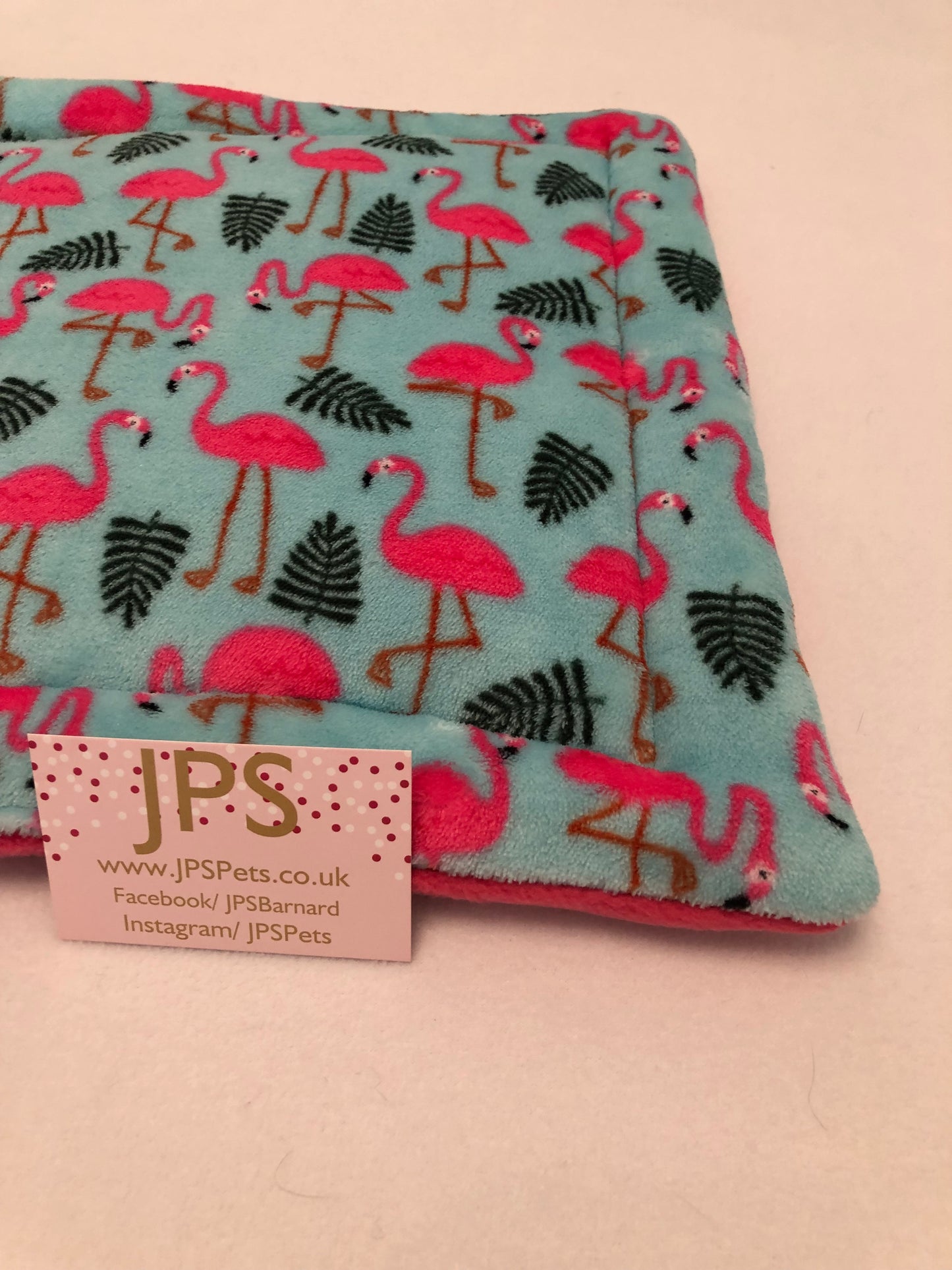 Mint Flamingo & choose your own plain colour underside - lap pad 14" x 14"