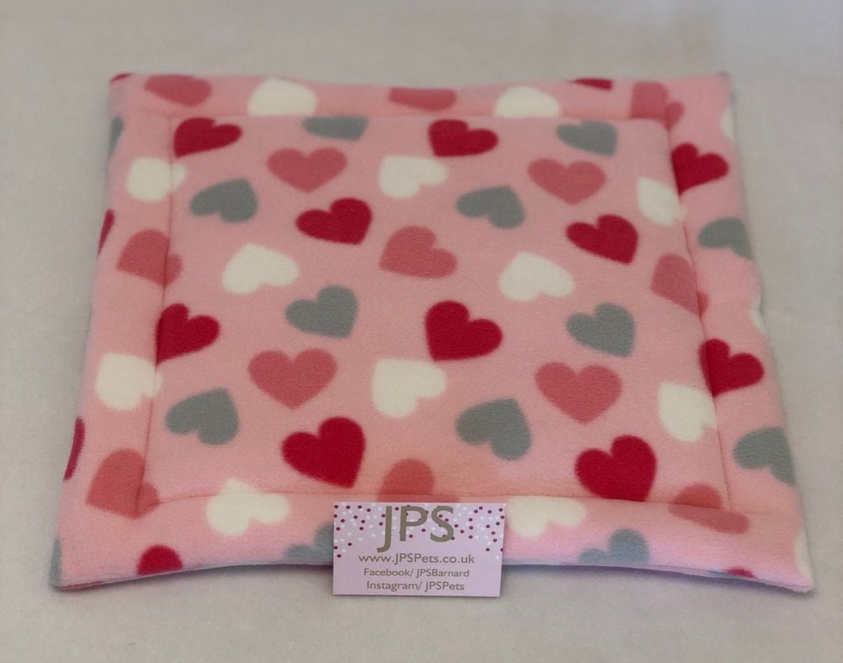 18 x 18 Inch Pad - Pink Multi heart & Plain Baby pink underside