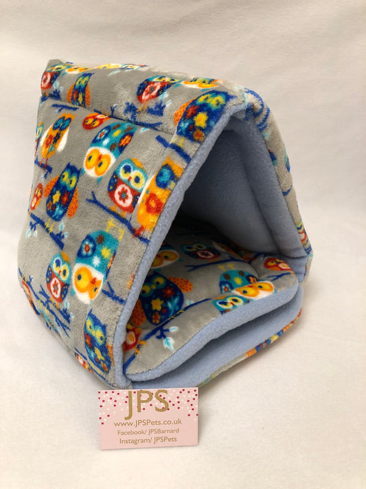 Igloo Teepee - Grey owl cuddle fleece & sky blue