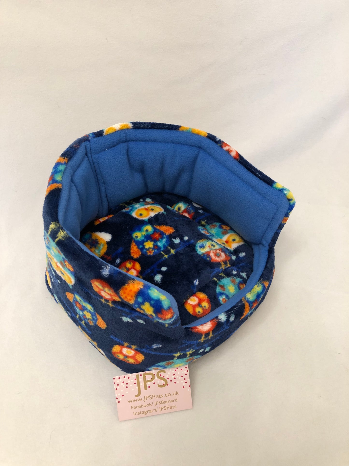 Cuddle Cup 11 Inch - Navy Owl Cuddle fleece & cornflower blue