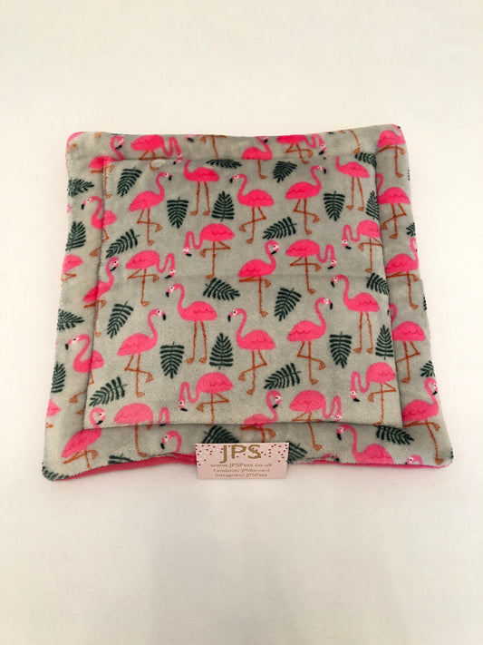 Grey Flamingo & plain cerise underside - lap pad 14” x 13