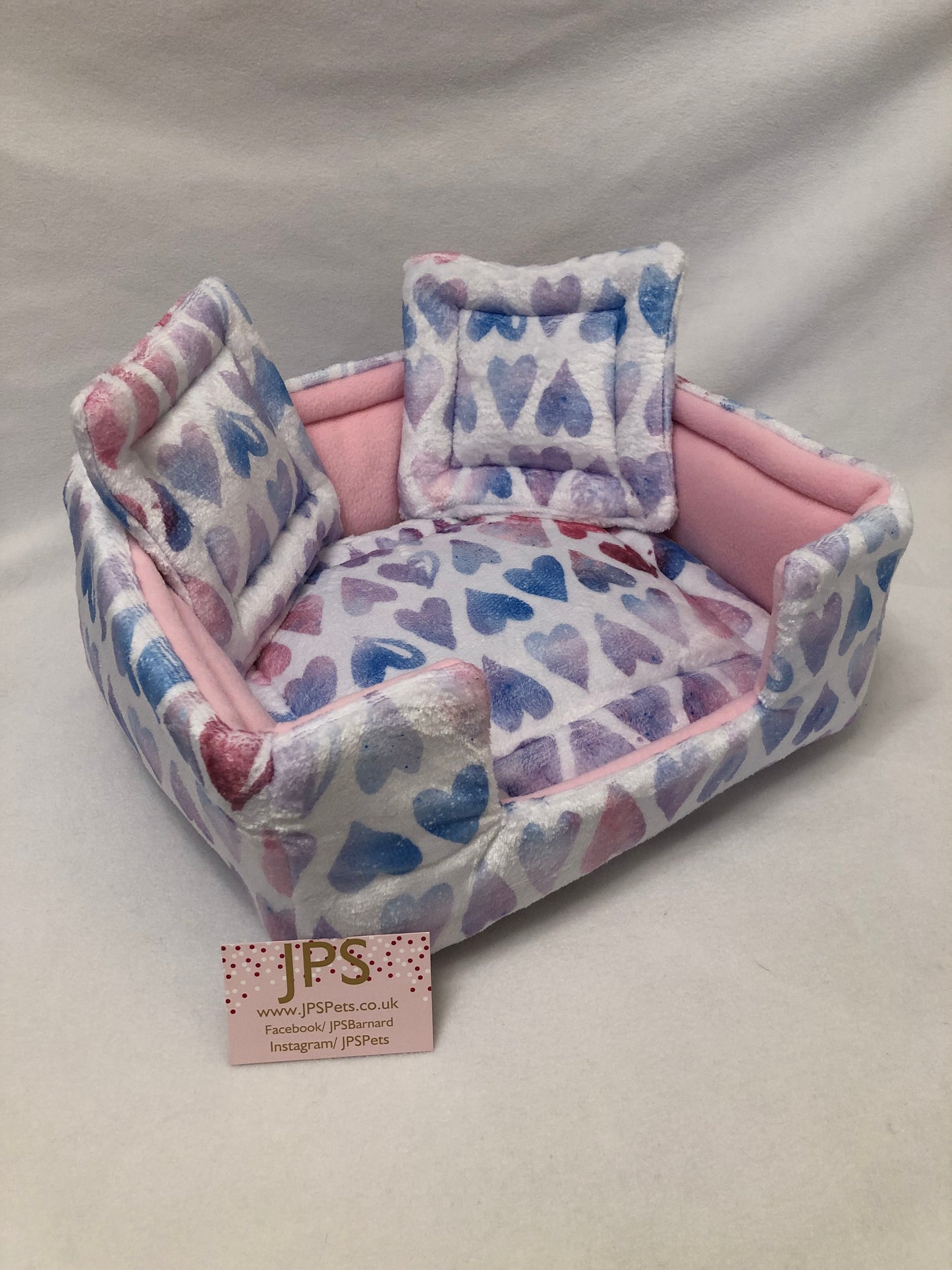 Sofa 13 x 11 inch - Tinted Hearts cuddle fleece & Baby Pink