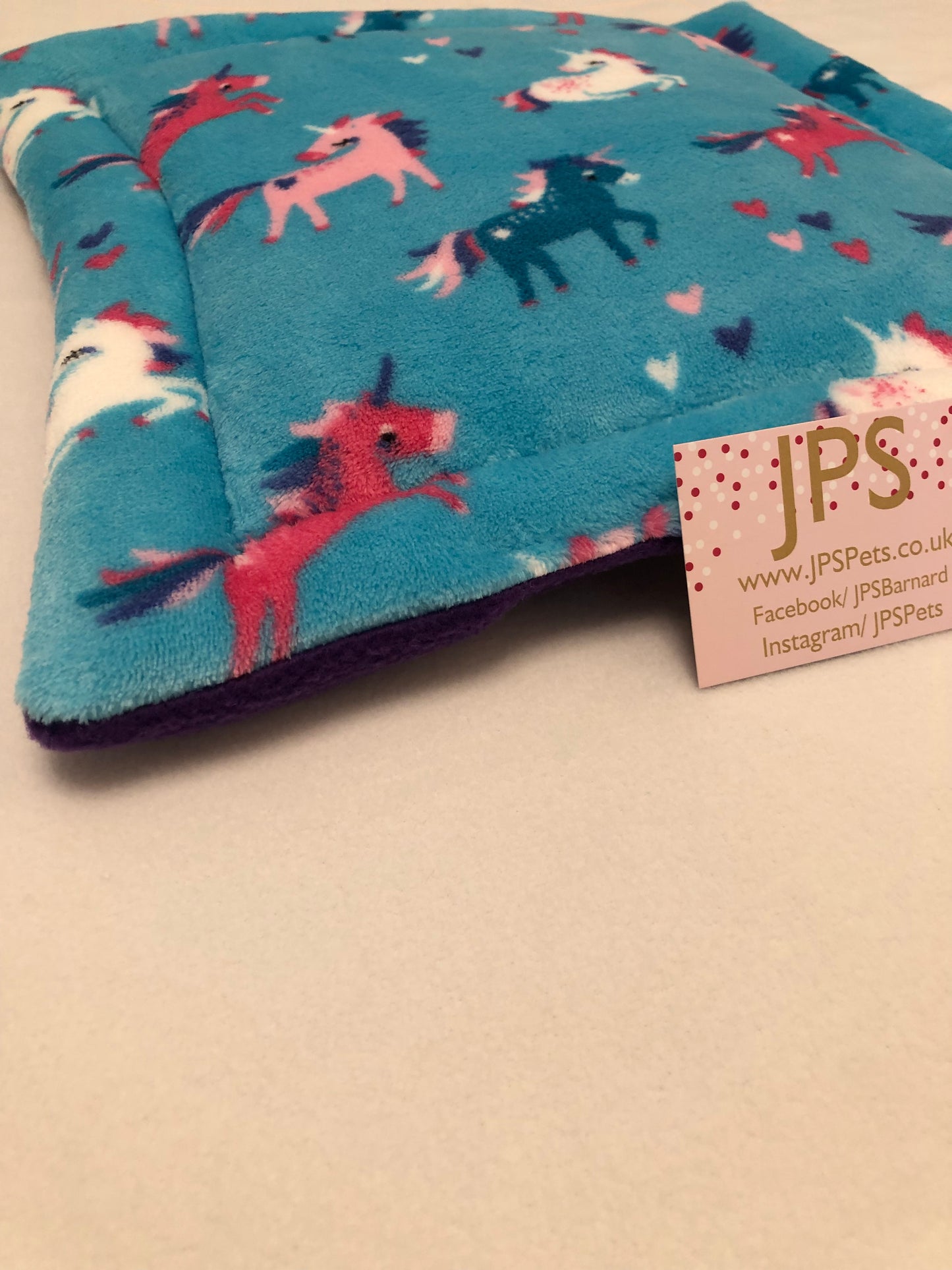 Turquoise unicorn cuddle fleece and purple underside - 14 x 14 Inch Pad Polar Fleece