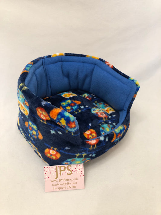 Cuddle Cup 11 Inch - Navy Owl Cuddle fleece & cornflower blue