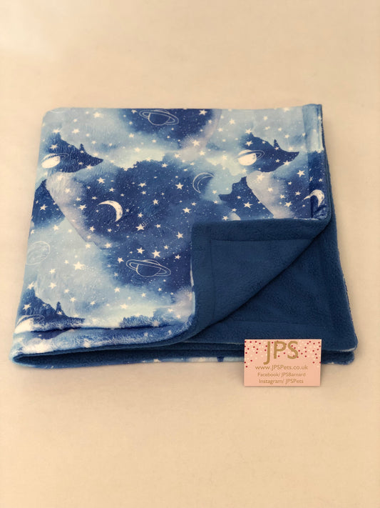 Blanket 28 x 28 inch - Blue Space cuddle fleece & Royal Blue