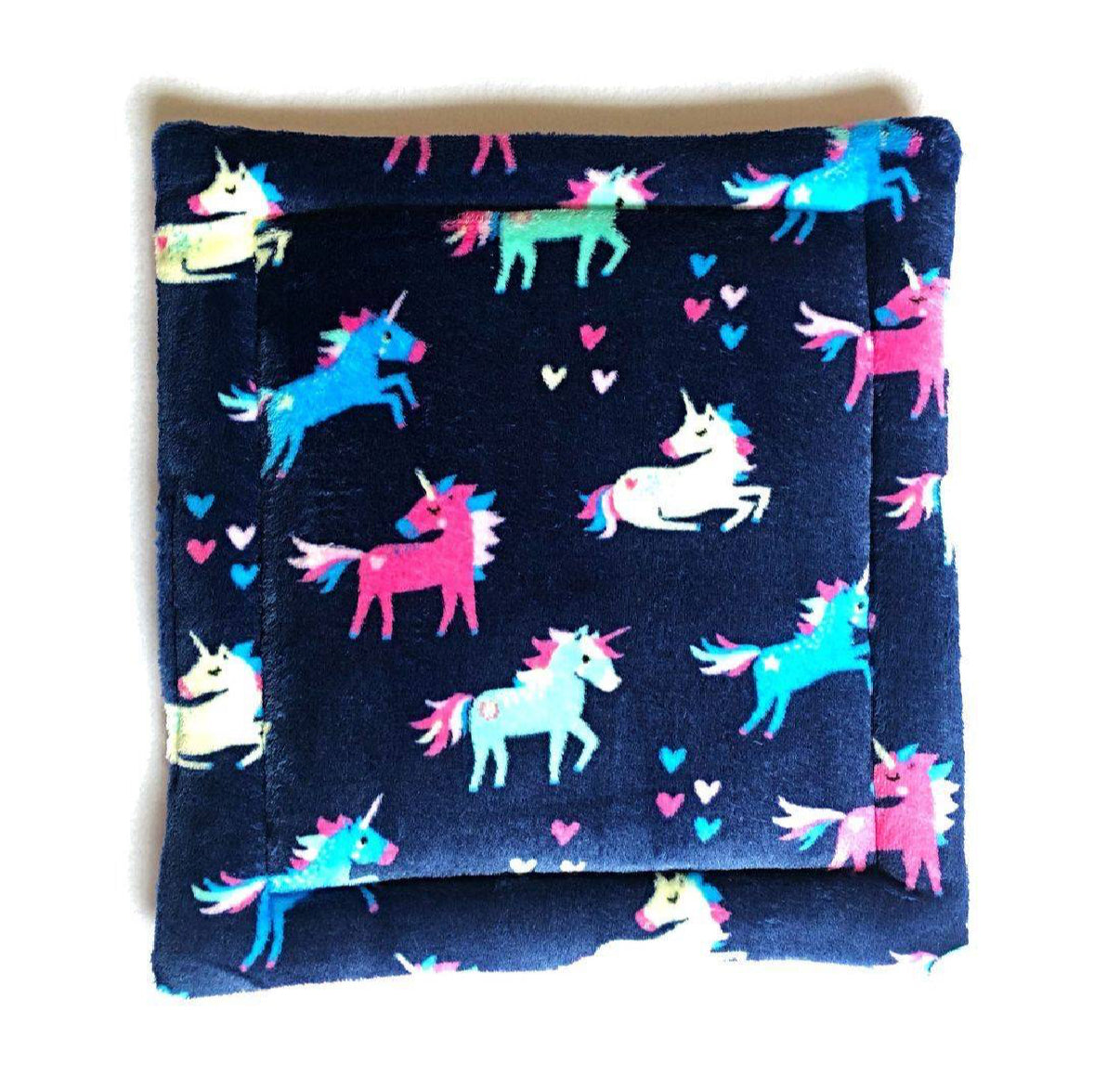 18 x 18 Inch Pad - navy unicorn & royal blue underside