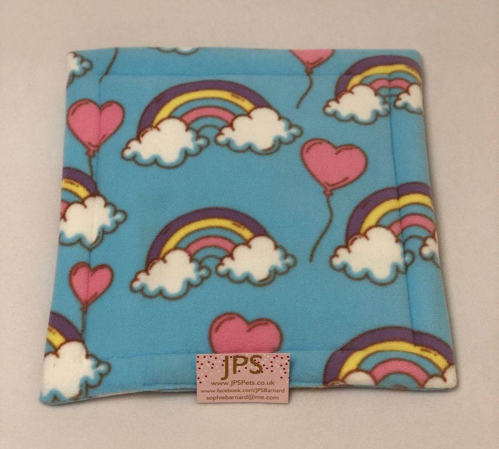 18 x 18 inch lap pad  - Rainbow Hearts & choose your own plain colour underside